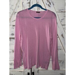 J. Mclaughlin Light Pink Cotton Cashmere Blend Sweater Large Scalloped Hem